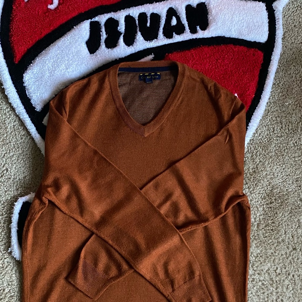 Orange/Brown Sweater V Neck